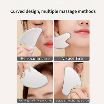 Thin Stainless Steel Gua Sha Facial Tool Light Beige-Tightening Massage Beauty Facial and Nose Blackhead Removal Tool