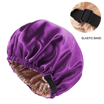 New Satin Hair Cap for Sleeping Invisible Flat Imitation Silk round Haircare Women Headwear Ceremony Adjusting Button Night Hat