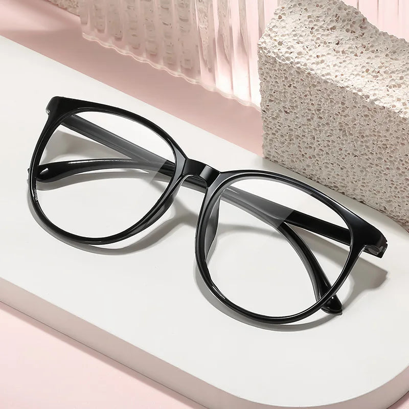 Transparent Large Frame Computer Glasses Women round anti Blue Light Optical Spectacle Flat Lens Eye Protection Plain Glasses