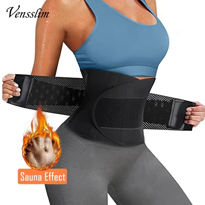 Women Sauna Sweat Abdomen Trimmer Belt Waist Trainer Slimming Body Shaper Corset Workout Belly Slim Fat Burner Girdles