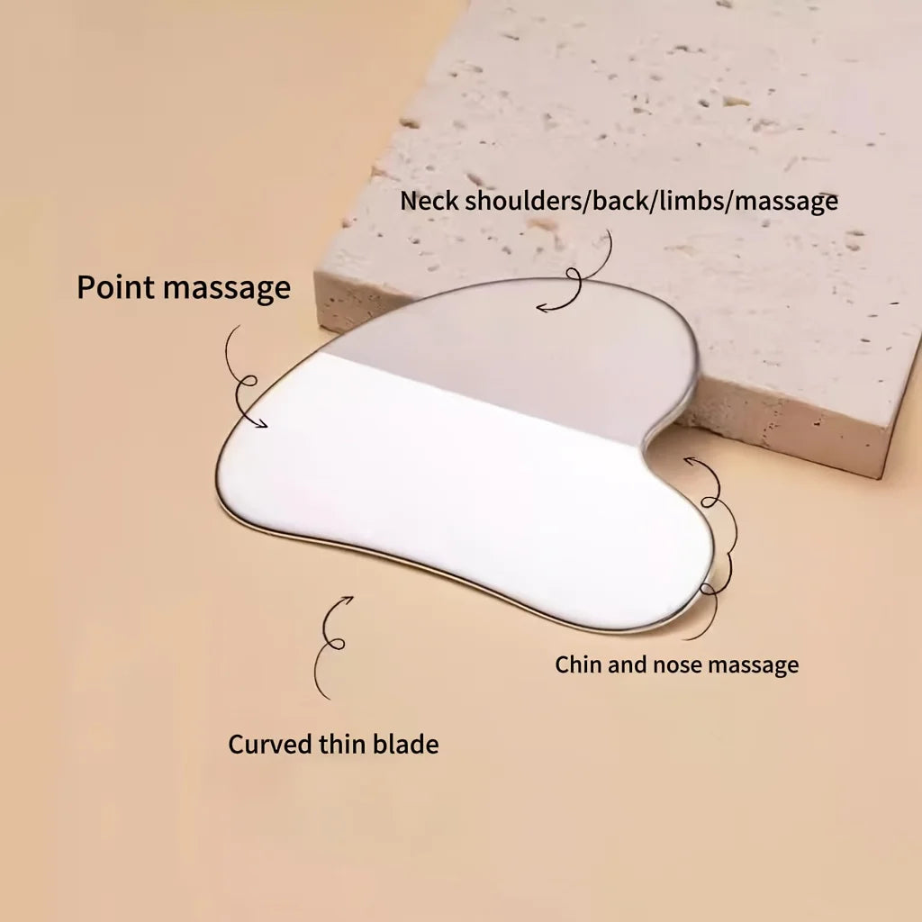 Thin Stainless Steel Gua Sha Facial Tool Light Beige-Tightening Massage Beauty Facial and Nose Blackhead Removal Tool