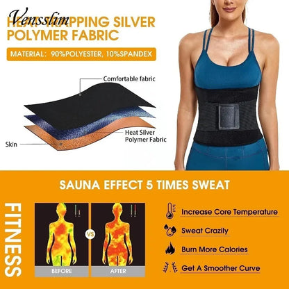 Women Sauna Sweat Abdomen Trimmer Belt Waist Trainer Slimming Body Shaper Corset Workout Belly Slim Fat Burner Girdles