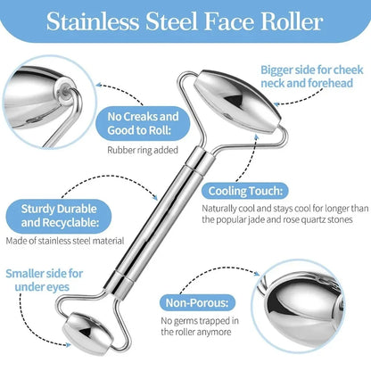 1/3PCS Face Ice Roller Stainless Steel Gua Sha Board Face Massage Roller Facial Massager Face Lifting Beauty Skin Care Tools