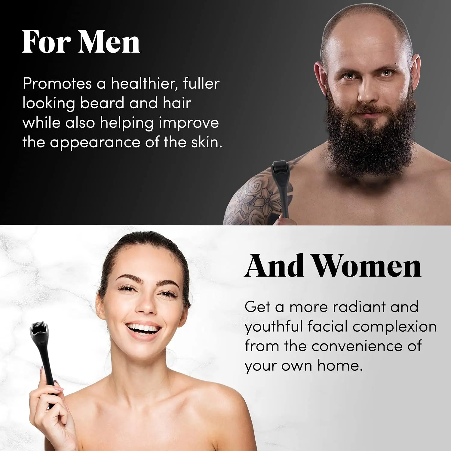 New Black 540 Needles for Facial Body Hair Growth Derma Roller for Skin Beard 0.2Mm 0.25Mm 0.3Mm Needle Micro Face Roll Tool