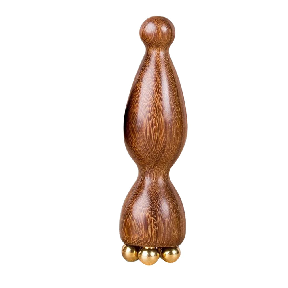 1PCS Mini Ice Roller, Sandalwood Facial Massage Tool, 5 Copper Beads for Face and Eyes, Travel Size