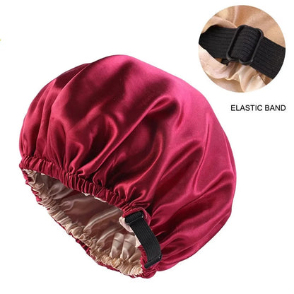 New Satin Hair Cap for Sleeping Invisible Flat Imitation Silk round Haircare Women Headwear Ceremony Adjusting Button Night Hat