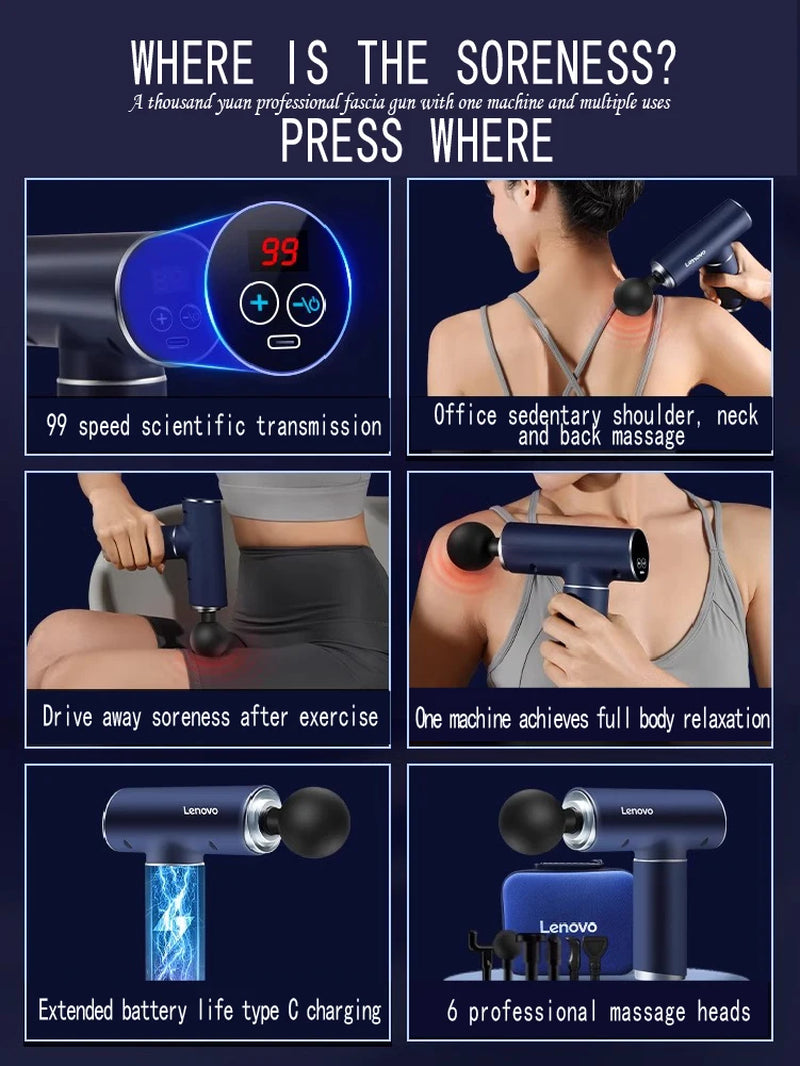 Original  Professional Grade Fascia Gun N2 N3 Series Muscle Relaxation Massager LED Touch Screen 6-8Massage Head Gifts
