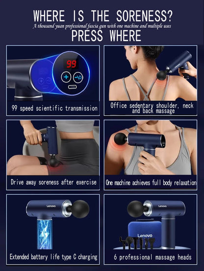 Original  Professional Grade Fascia Gun N2 N3 Series Muscle Relaxation Massager LED Touch Screen 6-8Massage Head Gifts