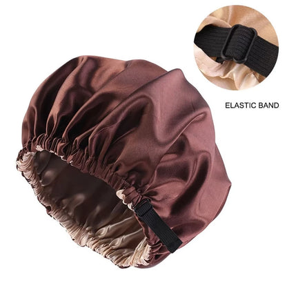 New Satin Hair Cap for Sleeping Invisible Flat Imitation Silk round Haircare Women Headwear Ceremony Adjusting Button Night Hat