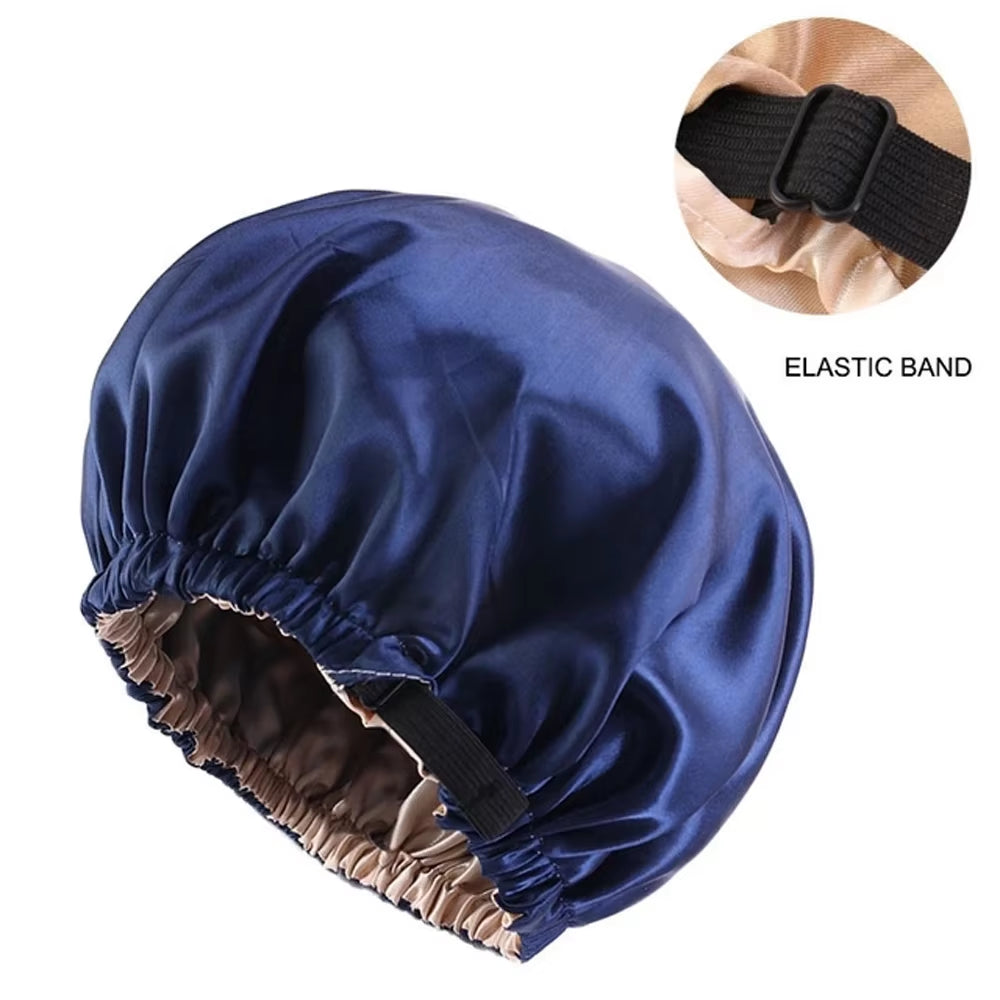 New Satin Hair Cap for Sleeping Invisible Flat Imitation Silk round Haircare Women Headwear Ceremony Adjusting Button Night Hat